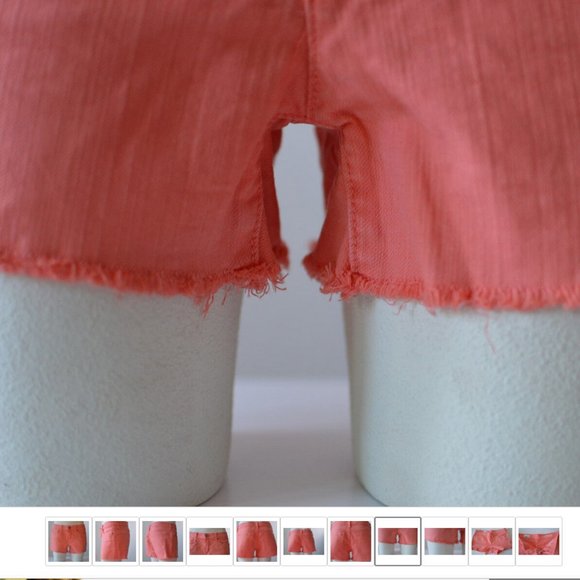 Frayed Hem Denim Jeans Short Women sz 27 Salmon Pink by Gap 1969 - Picture 6 of 8